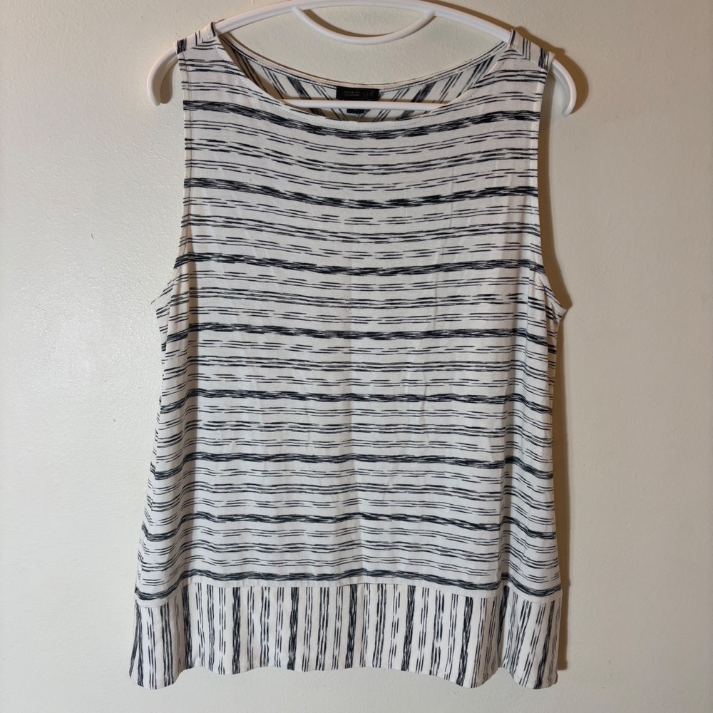 J. Jill Tank Top Womens Medium White Black Striped Wearever Collection